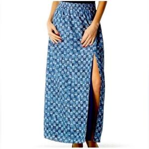 NWOT Michael Kors Lakheri Leaf Heritage Blue Slit Maxi skirt.